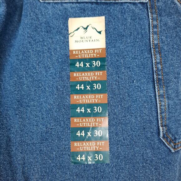 BLUE MOUNTAIN MENS NWT BLUE DENIM UTILITY CARPENTER WORK PANTS 44X30 RELAXED FIT - Picture 5 of 9